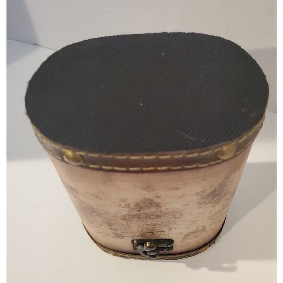 Leather Map Designed Storage Container 6 Inches Tall - Picture 6 of 8